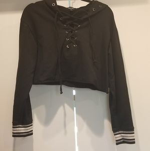 Lace up cropped hoodie